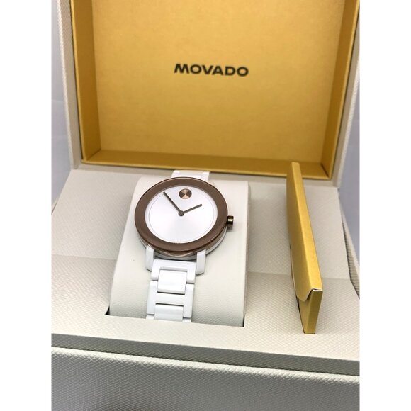 Movado Women\'s Watch 3600753 Bold White Dial Rose Gold Swiss Quartz 36mm Ceramic main image 4